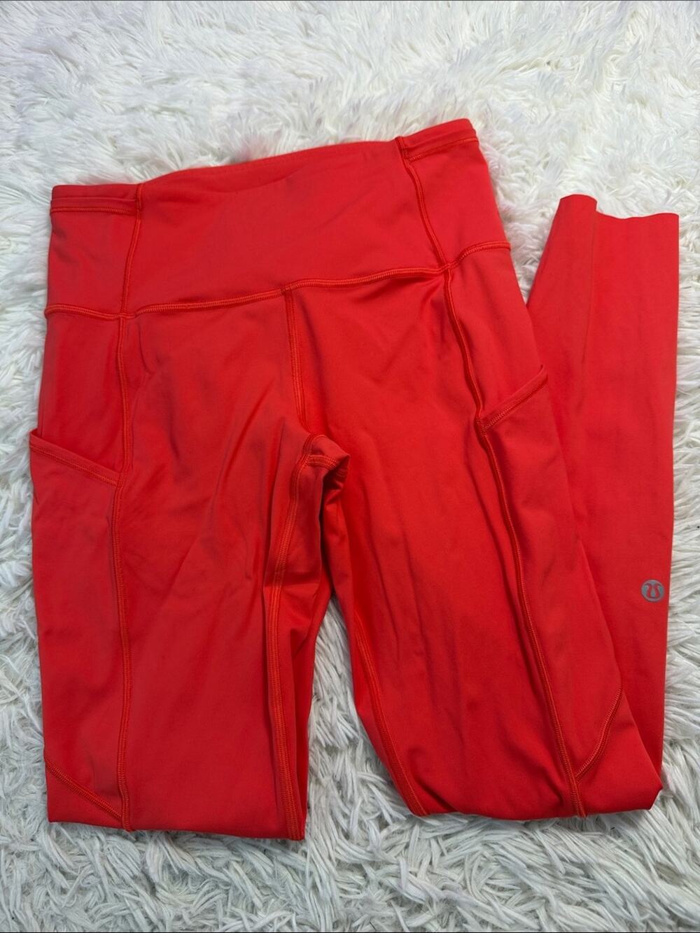 Lululemon Fast & Free 7/8 Tight II Nulux 25" Red Orange